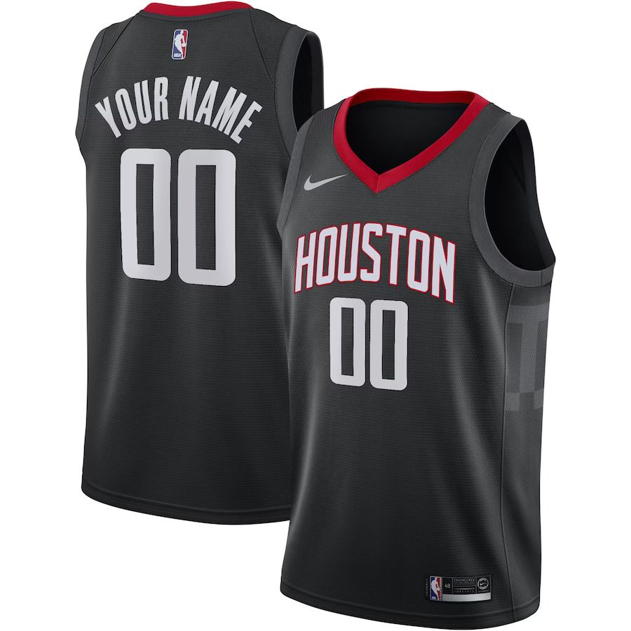 Men Houston Rockets Nike Black Swingman Custom NBA Jersey->houston rockets->NBA Jersey